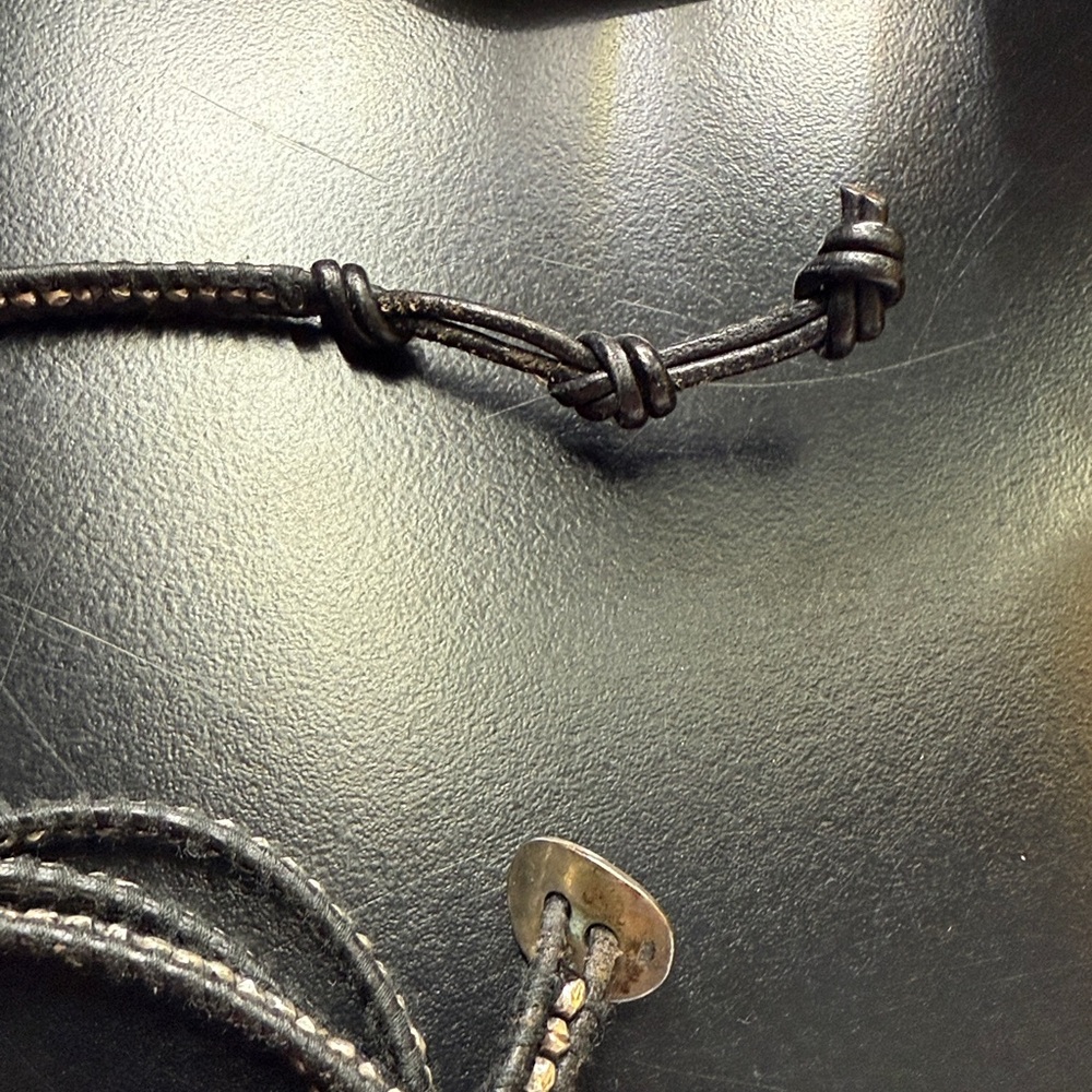Chan Luu Sterling Silver Wrap Bracelet on Natural Black Leather - Picture 6 of 6